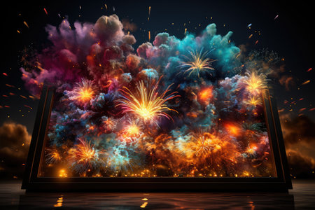 New Year Day Celebratory the transition new year, fireworks,Generated with AIの素材