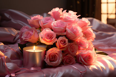 Valentine Day Romantic couples exchanging gifts, flowers, affectionate moments,Generated with AIの素材