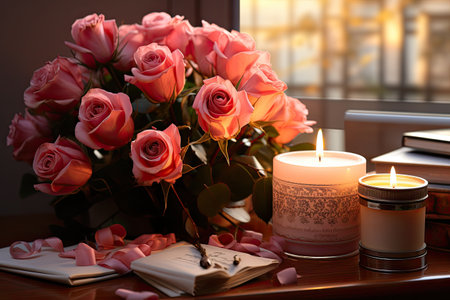 Valentine Day Romantic couples exchanging gifts, flowers, affectionate moments,Generated with AIの素材