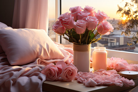 Valentine Day Romantic couples exchanging gifts, flowers, affectionate moments,Generated with AIの素材