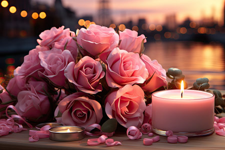 Valentine Day Romantic couples exchanging gifts, flowers, affectionate moments,Generated with AIの素材