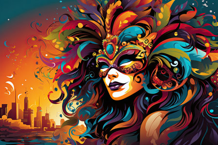 Carnival Vibrant and colorful spirit of carnival celebrations,Generated with AIの素材