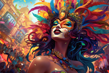 Carnival Vibrant and colorful spirit of carnival celebrations,Generated with AIの素材