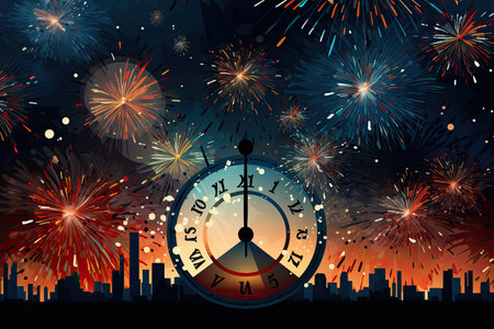 New Year Day Celebratory the transition new year, fireworks,Generated with AIの素材