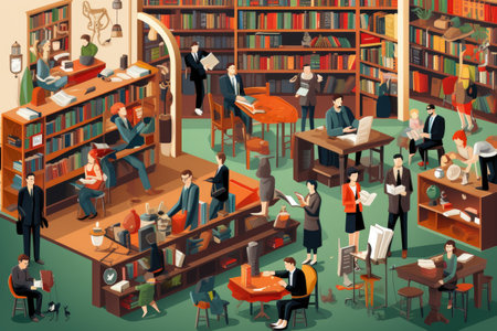 World Book Day people reading and enjoying books, libraries, bookstores, literary events.Generated with AIの素材