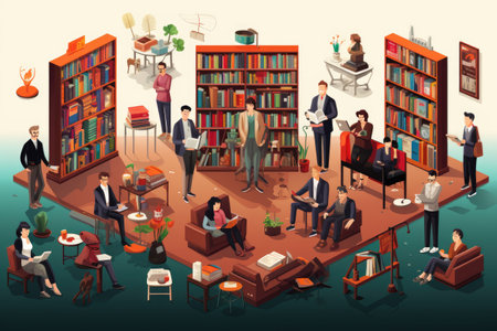 World Book Day people reading and enjoying books, libraries, bookstores, literary events.Generated with AIの素材