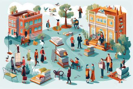 World Book Day people reading and enjoying books, libraries, bookstores, literary events.Generated with AIの素材