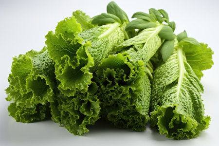 Fresh, crisp lettuce leaves. isolation white background,Generated with AIの素材