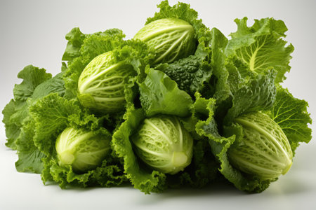 Fresh, crisp lettuce leaves. isolation white background,Generated with AIの素材