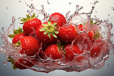 Fresh, juicy strawberries. isolation white background,Generated with AIの素材