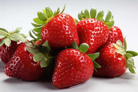Fresh, juicy strawberries. isolation white background,Generated with AIの素材