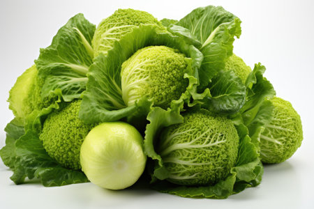 Fresh, crisp lettuce leaves. isolation white background,Generated with AIの素材
