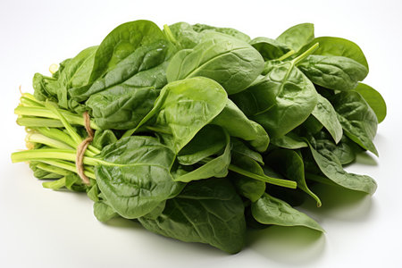 A bunch of leafy green spinach. isolation white background,Generated with AIの素材