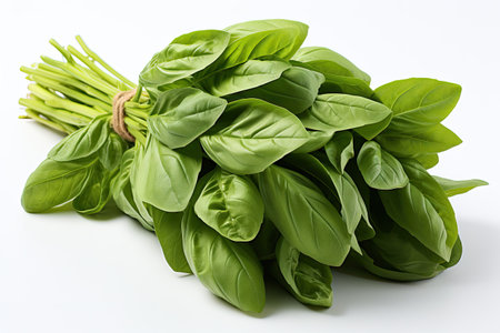 A bundle of aromatic basil leaves. isolation white background,Generated with AIの素材
