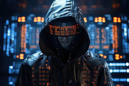 A hacker at a holographic interface.Generated with AIの素材