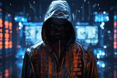 A hacker at a holographic interface.Generated with AIの素材