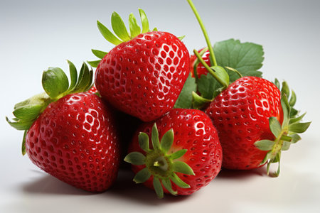 Fresh, juicy strawberries. isolation white background,Generated with AIの素材