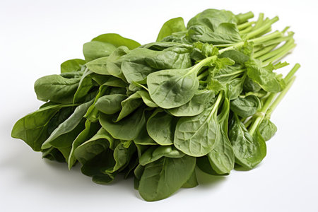 A bunch of leafy green spinach. isolation white background,Generated with AIの素材