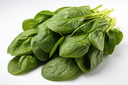 A bunch of leafy green spinach. isolation white background,Generated with AIの素材