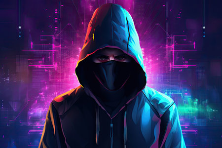A hacker at a holographic interface.Generated with AIの素材