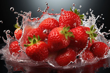 Fresh, juicy strawberries. isolation white background,Generated with AIの素材