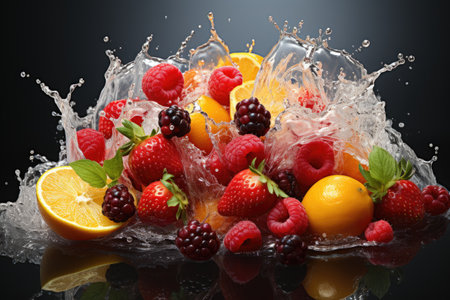 A colorful assortment of tropical fruits. isolation white background,Generated with AIの素材