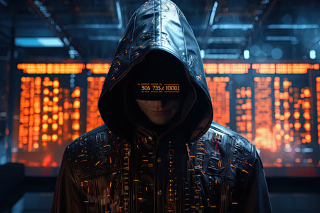 A hacker at a holographic interface.Generated with AIの素材