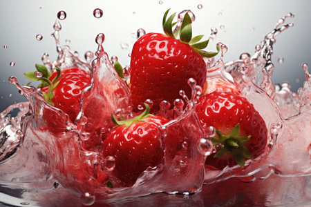 Fresh, juicy strawberries. isolation white background,Generated with AIの素材