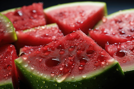 A close-up of succulent watermelon and slices. isolation white background,Generated with AIの素材
