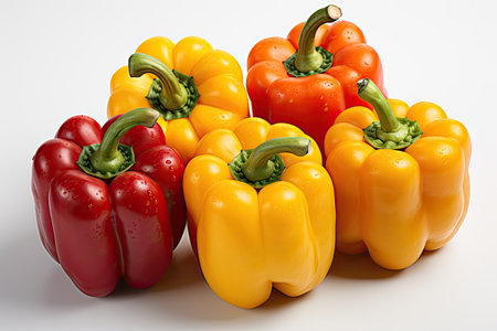 A colorful mix of bell peppers. isolation white background,Generated with AIの素材