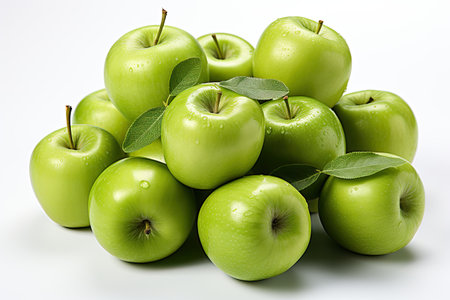 A pile of crisp, green apples. isolation white background,Generated with AIの素材