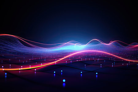 Glowing data streams in a digital realm.Generated with AIの素材