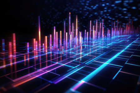 Glowing data streams in a digital realm.Generated with AIの素材