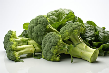 A cluster of ripe broccoli florets. isolation white background,Generated with AIの素材