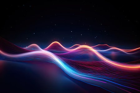 Glowing data streams in a digital realm.Generated with AIの素材