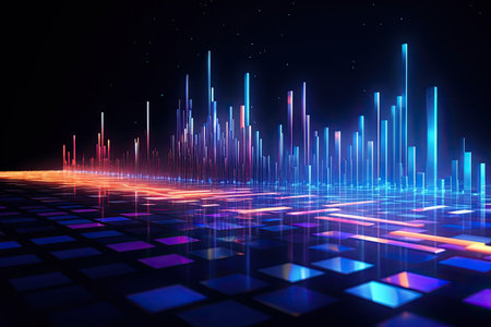 Glowing data streams in a digital realm.Generated with AIの素材