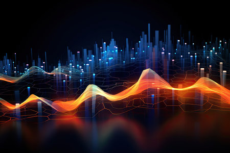Glowing data streams in a digital realm.Generated with AIの素材