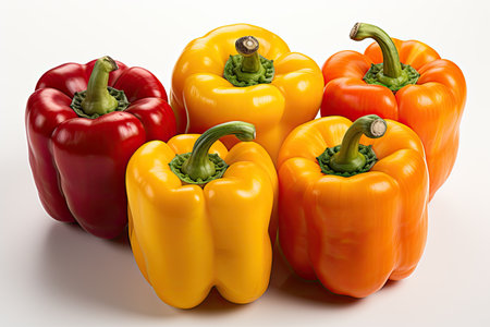 A colorful mix of bell peppers. isolation white background,Generated with AIの素材