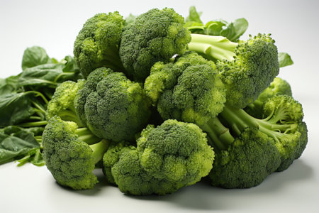 A cluster of ripe broccoli florets. isolation white background,Generated with AIの素材