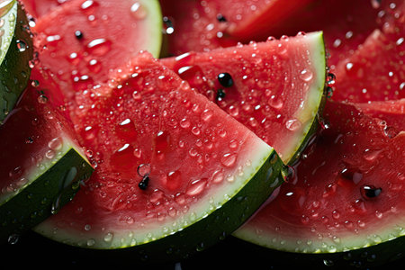 A close-up of succulent watermelon and slices. isolation white background,Generated with AIの素材