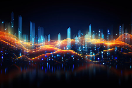 Glowing data streams in a digital realm.Generated with AIの素材