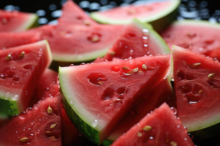 A close-up of succulent watermelon and slices. isolation white background,Generated with AIの素材