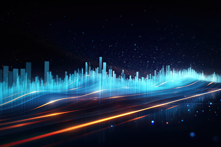 Glowing data streams in a digital realm.Generated with AIの素材