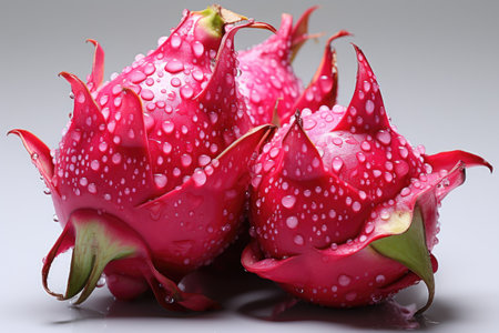A vibrant, exotic dragon fruit and sliced . isolation white background,Generated with AIの素材