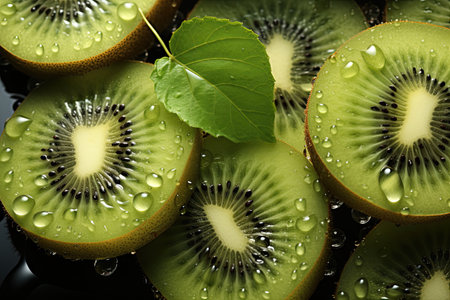 A close-up of kiwi and slices. isolation white background,Generated with AIの素材