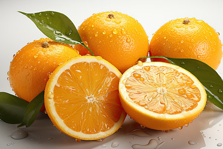 A juicy, sliced orange. isolation white background,Generated with AIの素材