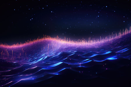 Glowing data streams in a digital realm.Generated with AIの素材