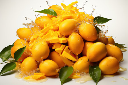 Ripe and delicious mangoes. isolation white background,Generated with AIの素材