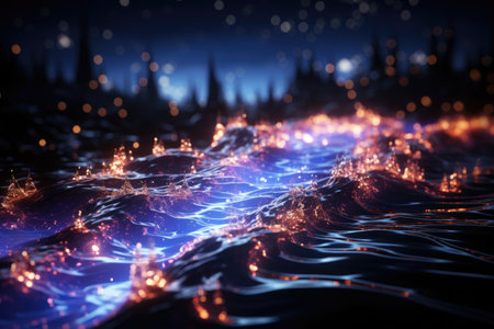Glowing data streams in a digital realm.Generated with AIの素材