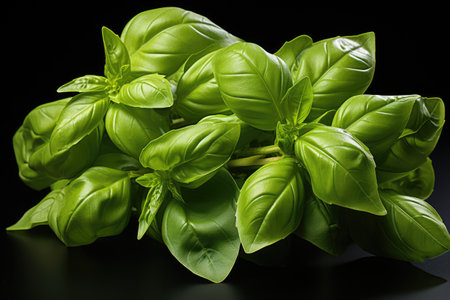 A bundle of aromatic basil leaves. isolation white background,Generated with AIの素材